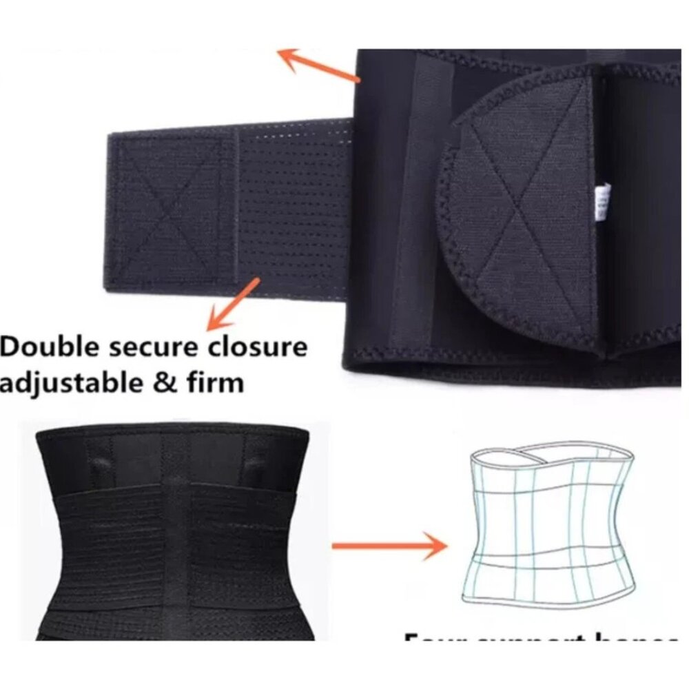 Unisex Mesh Double Band Fitness Waist Trainer Back Support Compression Belt - Picture 8 of 10